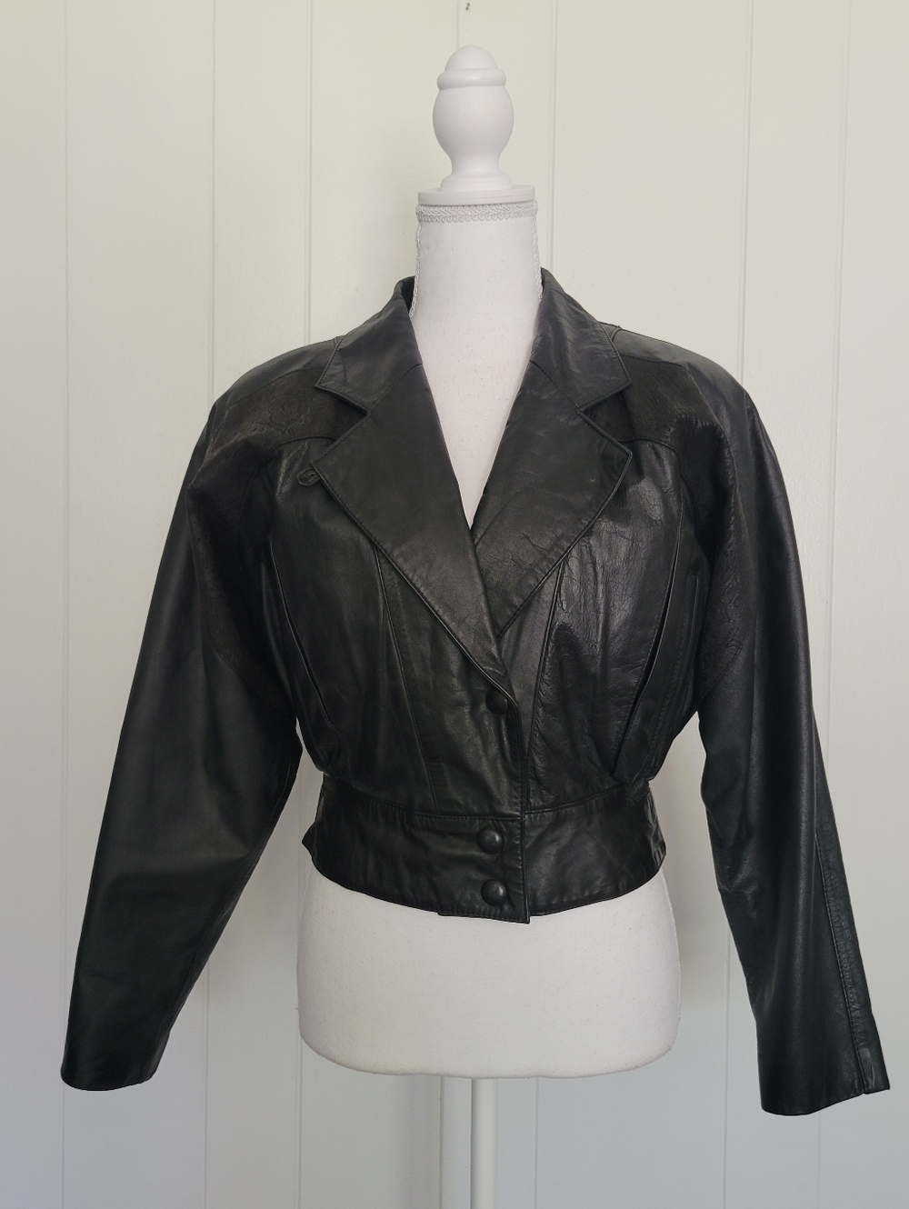 Thinsulate Byrnes & Baker Cropped Leather Jacket Vintage 80s Biker Zip Lining SM